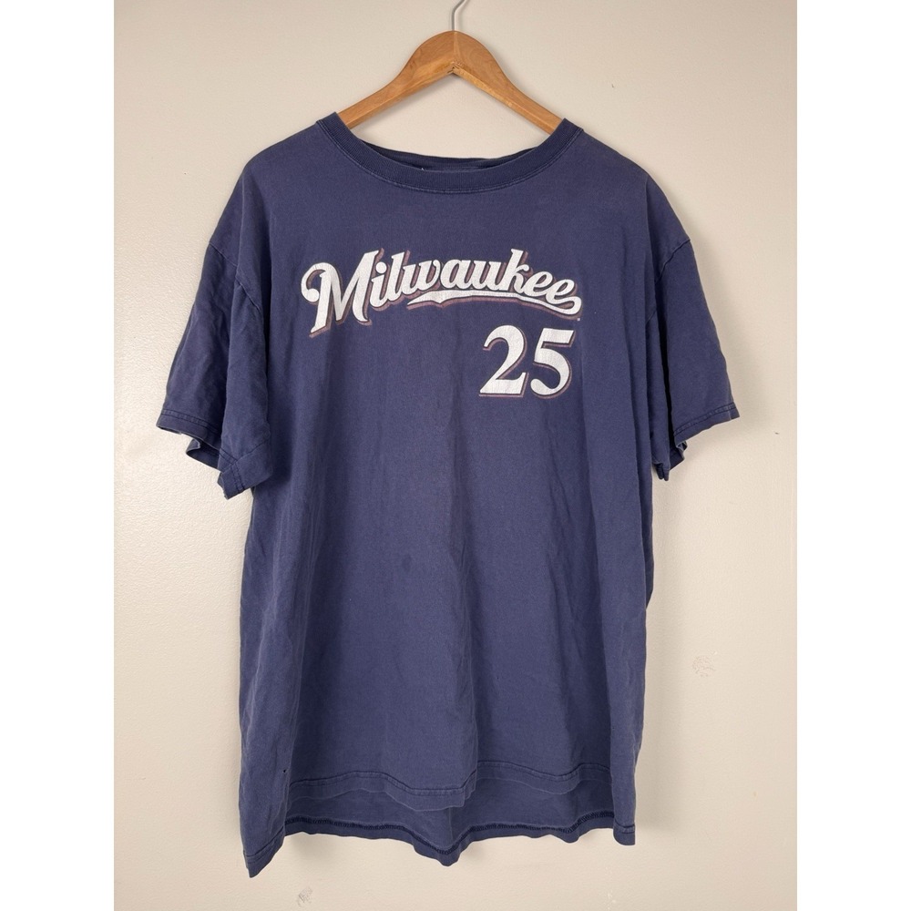 Milwaukee Brewers Genuine Merch Cameron 25 Casual Active T-Shirt Navy Baseball